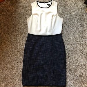 Ann Taylor Colorblock Dress with Tweed Skirt